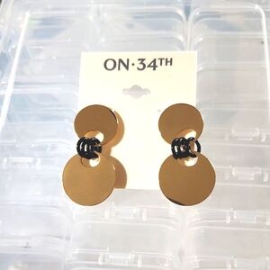 Gold and Black Geometric Drop Earrings